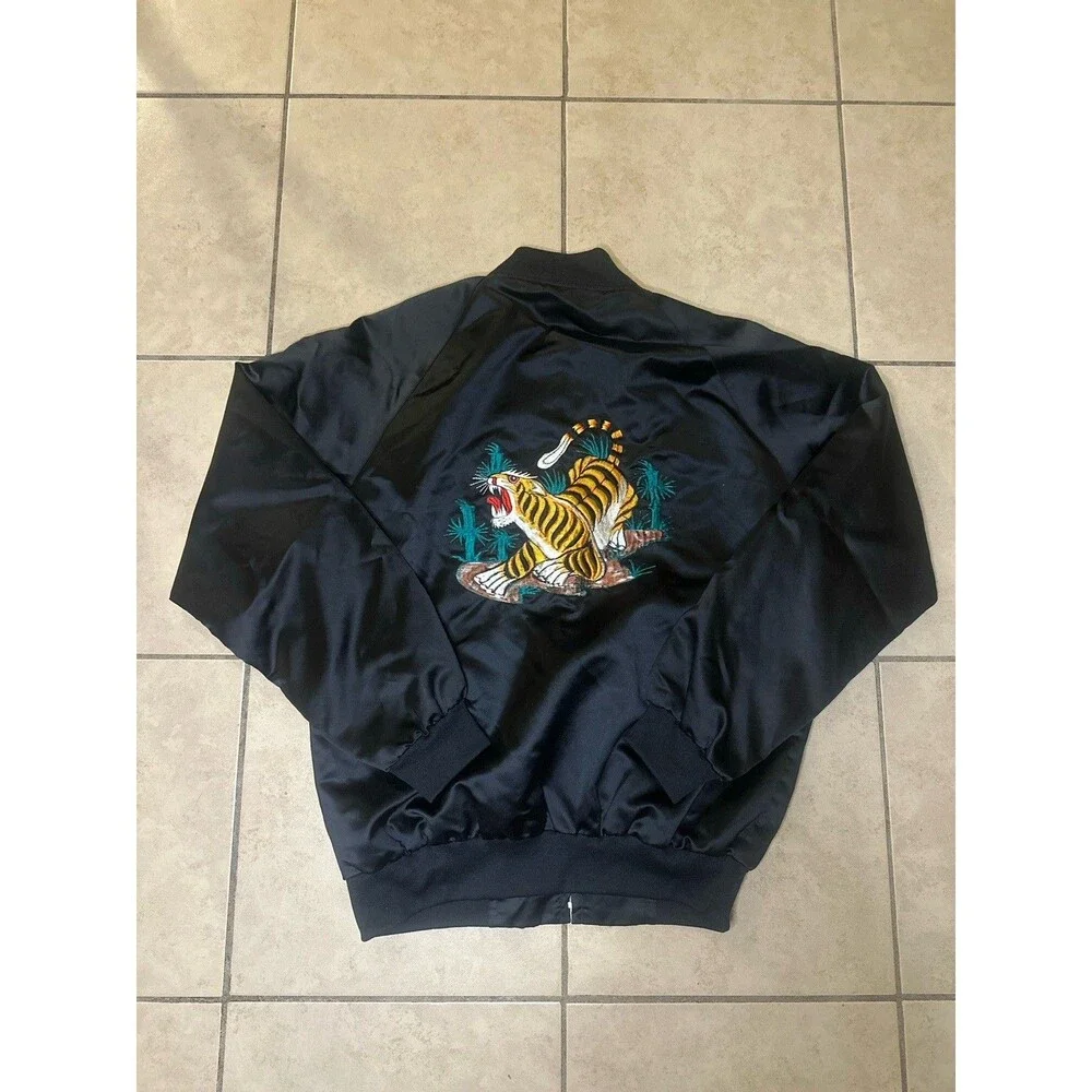 Vintage  Souvenir Sukajan Maui Embroidered Tiger Bomber Jacket Men’s Size M